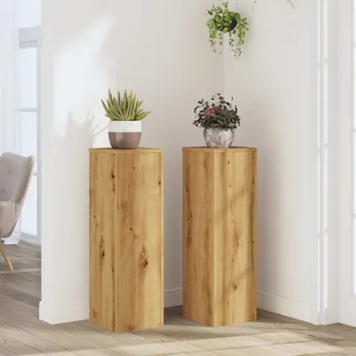 Produktbild von "2026 Promotion" Pflanzenständer - Hochbeet - 2 Stk. - Blumenkasten - Artisan-Eiche 25x25x80 cm - Holzwerkstoff - Beete CC31186
