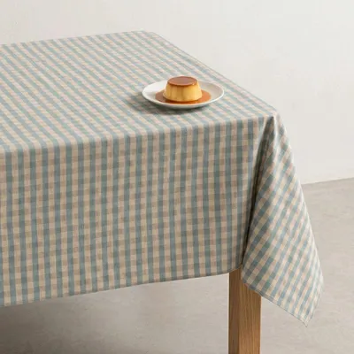 Immagine prodotto di GAMUSI NOVY, tovaglia resistente alle macchie, motivo a quadri "vichy", aspetto simile al lino, 140 x 240 cm, colore giallo