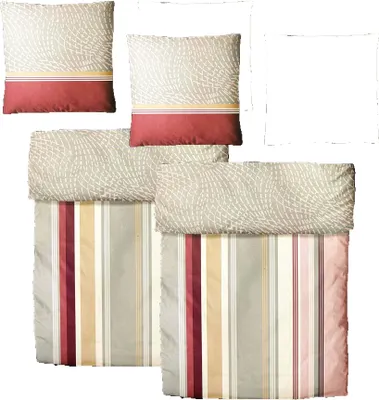 Produktbild von Hochwertige Biber Wendebettwäsche Baumwolle Streifen Grau Bunt 155x220 80x80cm: 4tlg.