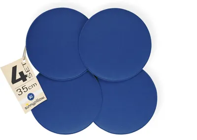 Produktbild von sunnypillow 4er Set Stuhlkissen aus Filz rund Ø 36cm | gemütliche Filzkissen für Bank und Stuhl | Indoor/Outdoor | Sitzkissen Sitzauflage | Blau