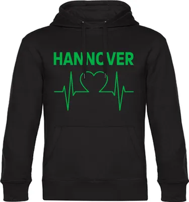 Produktbild von multifanshop Kapuzen Sweatshirt - Hannover - Herzschlag, schwarz, Größe L