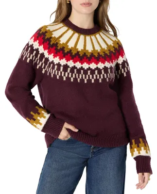 Produktbild von A. Essentials Damen Fair-Isle Oversize-Pullover mit Rundhalsausschnitt, Dunkles