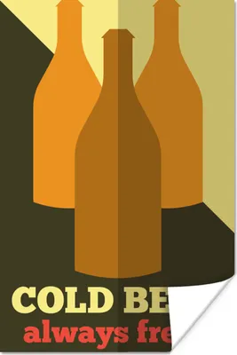 Produktbild von MuchoWow® Poster Bier - Flasche - Vintage - Kaltes Bier immer frisch - Altes Poster - Zitate - Sprichwörter 20x30 cm - Papierdruck