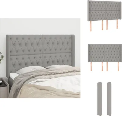 Produktbild von vidaXL Kopfteil mit Ohren Hellgrau 147x16x118/128 cm Stoff -  Kopf- & Fußenden