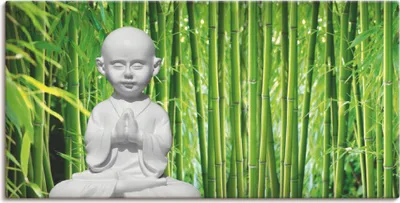 Produktbild von ARTland Leinwandbild Buddha mit Bambus Größe: 60x30 cm