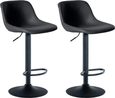 Produktbild von CLP 2er Set Barhocker Loft mit Rückenlehne und 360 drehbar schwarz Material Kunstleder