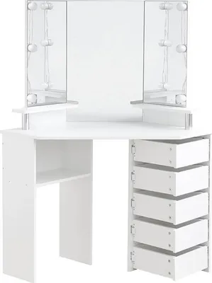 Produktbild von HOME DELUXE - Schminktisch CANDICE - Farbe: Weiß - 142 x 111 x 54 cm, 6 LED´s wählbar zwischen 3 Lichtfarben, steuerbar über Touchbutton I Kosmetiktisch Make UP Tisch