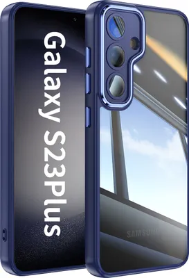 Produktbild von Handyhülle für Samsung Galaxy S23+ Hybrid Transparent TPU PC Militärschutz mit Kameraabdeckung Blau
