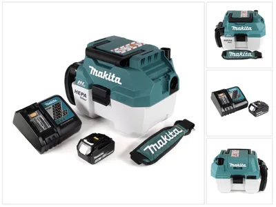 Immagine prodotto di Aspiratore a batteria Makita DVC 750 LRT1X3 18 V portatile + 1x batteria 5,0 Ah e caricabatterie - senza accessori