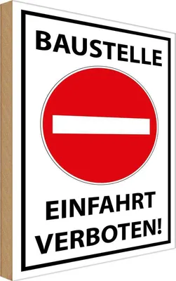 Produktbild von vianmo Holzschild 30x20 cm Baustelle Einfahrt verboten Warnschild Hinweisschild