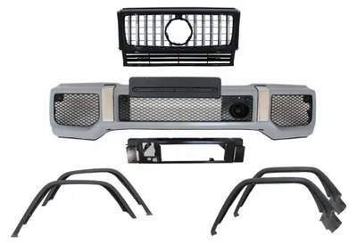 Immagine prodotto di Paraurti e griglia nero cromato per Mercedes G W463 (90-14) con passaruota in stile G65.