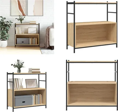 Produktbild von vidaXL Bücherregal Sonoma Eiche 80x30x78,5 cm Holzwerkstoff und Eisen - Bücherregal - Bücherregale - Bücherschrank - Lagerregal