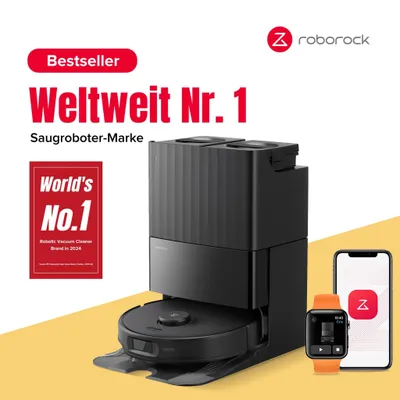 Produktbild von Roborock Qrevo Edge S5A Staubsauger Roboter 18.500 Pa(Upgrade von Qrevo master), Dual Anti-Tangle, 75℃ Heißwasser-Moppwäsche, FlexiArm Design™ Schwarz