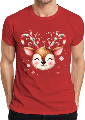 Produktbild von Rentier Zuckerstange Süß Schnee - Weihnachten Weihnachtsgeschenk Christmas Herren T-Shirt, Rot, XXL