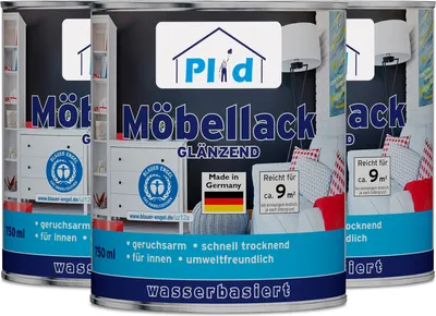 Produktbild von Plid Möbellack weiß Glänzend 2,25L Weisslack für Möbel & Holz [UNIVERSELL ANWENDBAR] - Holzfarbe außen & innen - Holzlack wetterfest - ohne schleifen