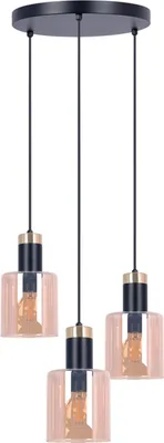 Zdjęcie produktu dla Lampa wisząca KOLOSO czarno-złoto-bursztynowa 3xE27x40W szkło wym:90x35x35cm IP20 Kaja
