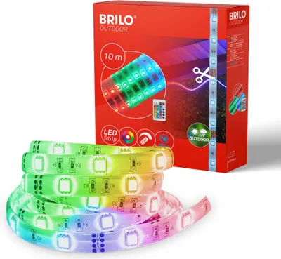 Immagine prodotto di Nastro LED LED Stripe per esterni dimmerabile 1 metro RGB IP44 30W bianco plastica Briloner