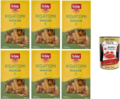 Produktbild von SCHÄR Senza Glutine Rigatoni Glutenfrei Pasta mit 20% Hirse, gluten free pasta, 6x 500g + Italian Gourmet polpa 400g
