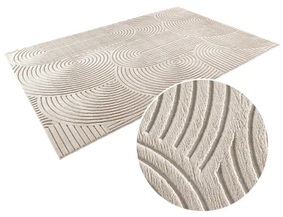 Produktbild von riess-ambiente Teppich ART DECO 350x230cm beige creme Hochflor Indoor-Teppich mit 3D Hoch-Tief-Effekt