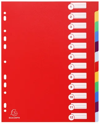 Obrázok produktu pre Exacompta register A4 Maxi PP 300µ 12 neutrálnych záložiek rôznych farieb