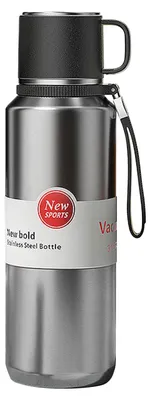Thermoskanne 1 l Edelstahl 24 h Isolierung auslaufsicher mit Becher