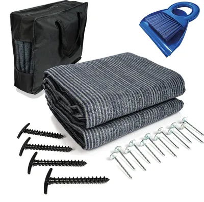 Immagine prodotto di Tappeto per veranda Mr Nomad 5,0 x 2,5 m - tappeto da campeggio morbido di alta qualità da 300 g/m² - include borsa per il trasporto, 4 picchetti a T, 12 chiodi in acciaio e paletta