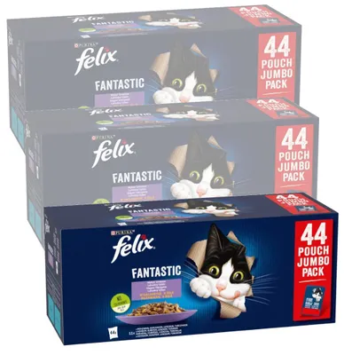 Zdjęcie produktu dla Felix Fantastic Mokra Karma Dla Kota Wybór Smaków W Galaretce 132x85g Wołowina Kurczak Łosoś Tuńczyk