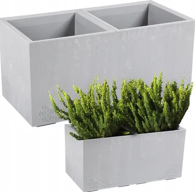 Zdjęcie produktu dla Doniczka Lamela | Karo | 80cm | jasnoszary beton