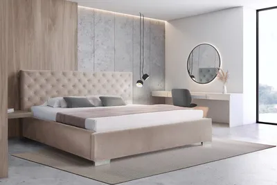 Produktbild von Polsterbett 200 x 200 cm mit Bettkasten und Matratzen, Bonellmatratzen H3, Kopfteil mit dekorativen Knöpfen, Beige Molisa