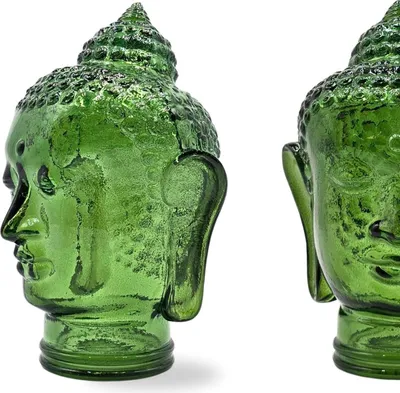 Obrázok produktu pre DEKOKOPF BUDDHA | sklo, dekorácia do záhrady a domácnosti | farba: T11 tmavozelená