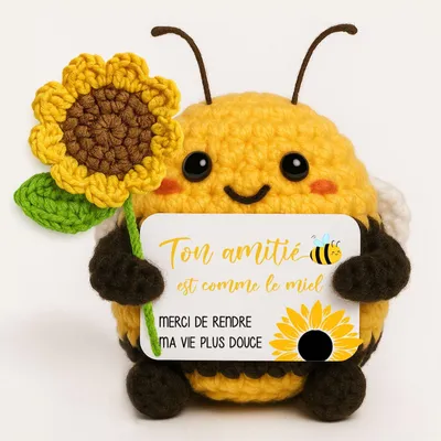 Gehäkelte Biene mit Sonnenblume, Freundschaftsgeschenk, Dekoration