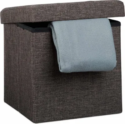 Produktbild von Klappbarer Hocker mit Stauraum aus Leinenstoff