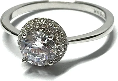 Produktbild von Ring 925 Silber rhodiniert Zirkonia Solitärring Verlobungsring #59