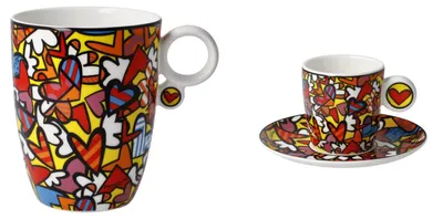 Produktbild von 2er Set Espressotasse & Kaffeebecher Romero Britto ALL WE NEED IS LOVE Goebel