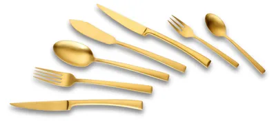 Zdjęcie produktu dla Zestaw sztućców Echtwerk Avelino Gold Edition, 42-częściowy, sztućce stołowe, zestaw sztućców, noże, zestaw sztućców, stal / stal nierdzewna, matowe wykończenie, EW-BS-0510G