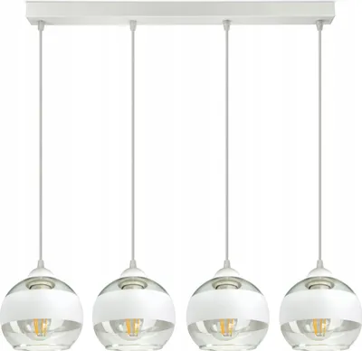 Produktbild von LUXOLAR Led Pendelleuchte 4 flammig - Deckenleuchte Weiß E27 60W - Hängelampe für Wohnzimmer, Küchen - Weiß Glas Kugeln