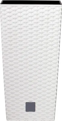 Produktbild von Blumentopf mit Flechtoptik - RATO SQUARE / 62x32 cm - mit Pflanzeinsatz - Farbe: Weiß