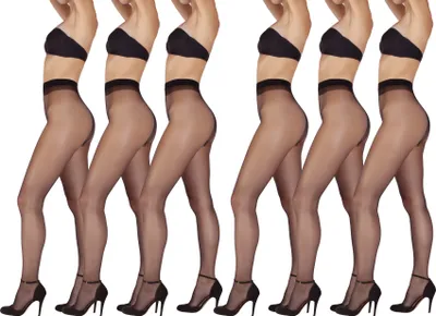 Produktbild von Giulia 15 Den Sommerfeinstrumpfhose mit Komfortbund Infinity 15 Den (6er Set) Schwarz XL
