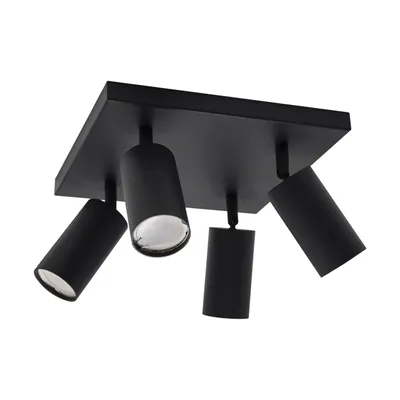 Immagine prodotto di Plafoniera quadrata nera per soggiorno cucina faretti 4xGU10 35W MANAM Struhm