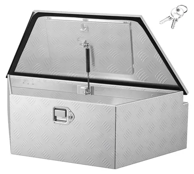 Obrázek produktu pro Box na tažné zařízení/přívěsný box – bedna na nářadí/box na nákladní auto z hliníku – 990 x 419 x 305 mm – nosnost 50 kg – se zámkem a klíči – pro pickup, obytný vůz a SUV – stříbrný