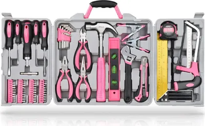 Produktbild von Famanu Werkzeugset 71-teilig - Praktische Werkzeuge in Rosa