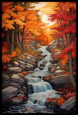 Produktbild von Plakat 40x60cm Herbstliche Wasserfälle