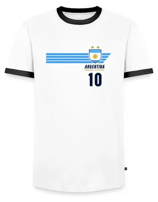 Produktbild von Spreadshirt Argentinien Fußball Fanlook Nummer 10 Männer Kontrast T-Shirt, M, Weiß/Schwarz