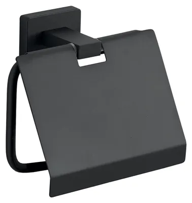 Produktbild von Gedy Atena Toilettenpapierhalter mit Deckel Mattschwarz
