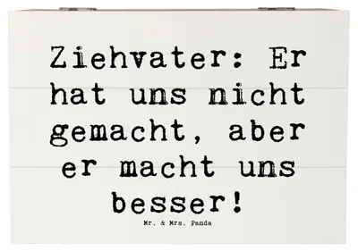Produktbild von Mr. & Mrs. Panda Geschenkbox Spruch Ziehvater Liebe 22 x 15 cm - Weiß - Geschenk, fotobox, Familienleben, Stiefvater, Geburtstage, Eltern, schmuckbox, Schatzkiste, Kinder