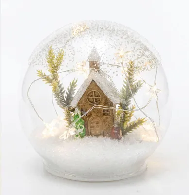 Produktbild von LED Deko-Kugel Glas Winterhaus Timer 12 cm Weihnachtsdeko