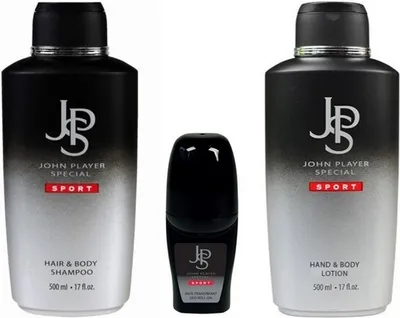 Produktbild von John Player Special Sport Shampoo 500 ml & Body Lotion 500 ml & Deo Roll-On 50 ml