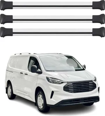 Imagen del producto de Portaequipajes para Ford Transit Custom / Tourneo Custom 2023-2025, aluminio plateado, 3 unidades