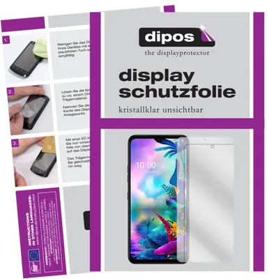 A collage of images showing instructions for applying a screen protector and a product shot of a phone with a screen protector.