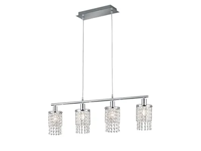 Produktbild von Pendelleuchte POSH 4-flammig Chrom, Glaslampenschirm mit Acryl Kristall Behang
